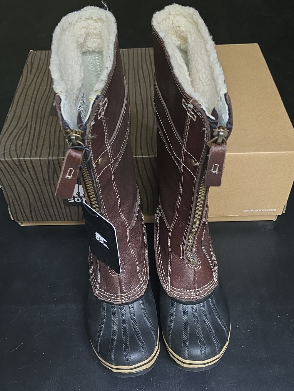 Sorel Winter Fancy Tall Brown Leather Boots
